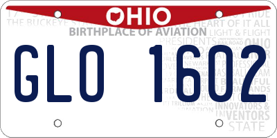 OH license plate GLO1602