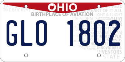 OH license plate GLO1802