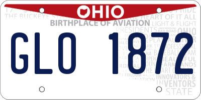 OH license plate GLO1872