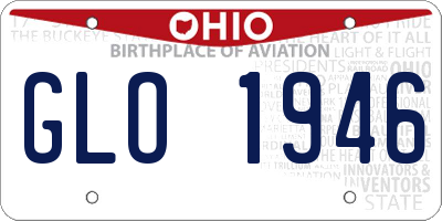 OH license plate GLO1946