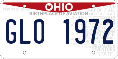 OH license plate GLO1972