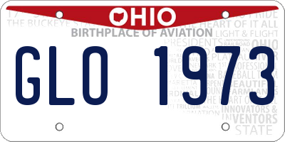OH license plate GLO1973