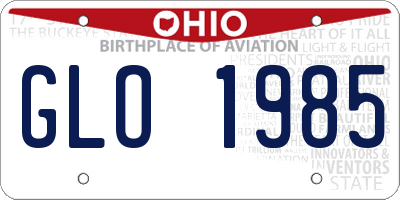 OH license plate GLO1985