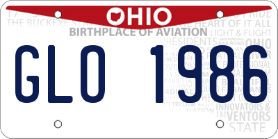 OH license plate GLO1986
