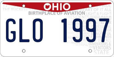 OH license plate GLO1997