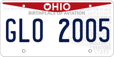 OH license plate GLO2005
