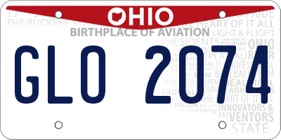 OH license plate GLO2074