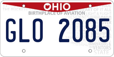 OH license plate GLO2085