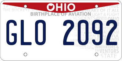 OH license plate GLO2092
