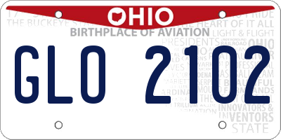 OH license plate GLO2102