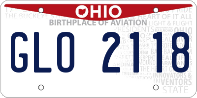 OH license plate GLO2118
