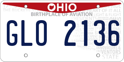 OH license plate GLO2136