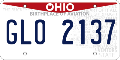 OH license plate GLO2137