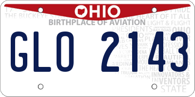 OH license plate GLO2143