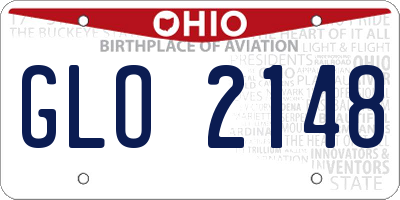 OH license plate GLO2148