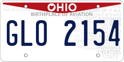 OH license plate GLO2154