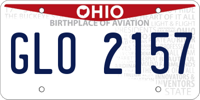 OH license plate GLO2157