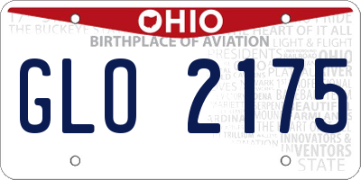 OH license plate GLO2175