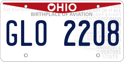 OH license plate GLO2208