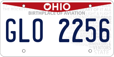 OH license plate GLO2256