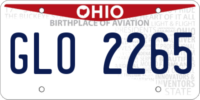 OH license plate GLO2265