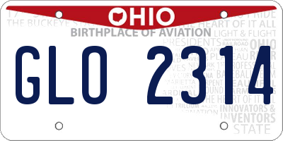 OH license plate GLO2314