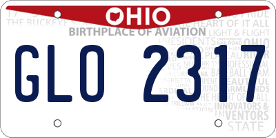 OH license plate GLO2317