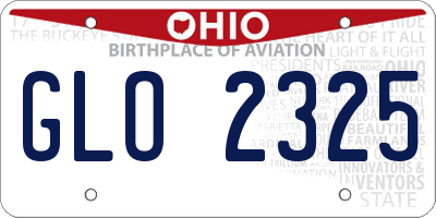 OH license plate GLO2325