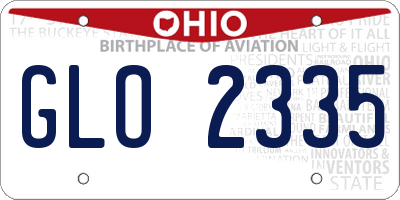 OH license plate GLO2335