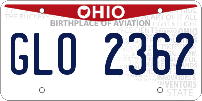 OH license plate GLO2362