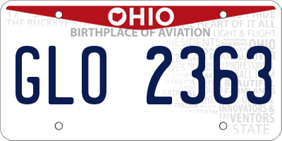 OH license plate GLO2363
