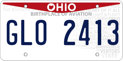 OH license plate GLO2413