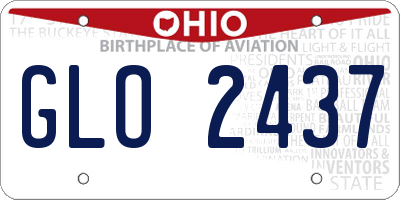 OH license plate GLO2437