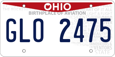 OH license plate GLO2475