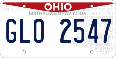 OH license plate GLO2547