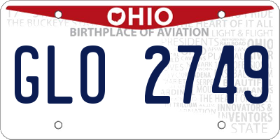 OH license plate GLO2749