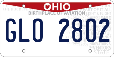 OH license plate GLO2802