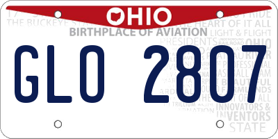 OH license plate GLO2807