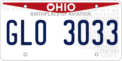 OH license plate GLO3033