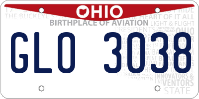 OH license plate GLO3038