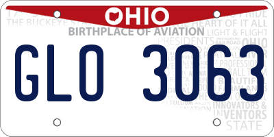 OH license plate GLO3063
