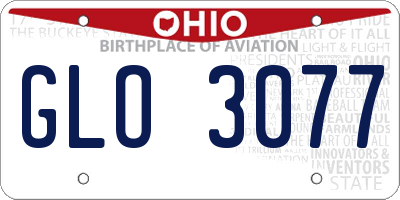 OH license plate GLO3077