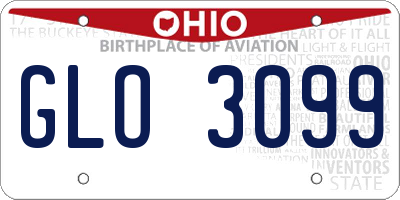 OH license plate GLO3099