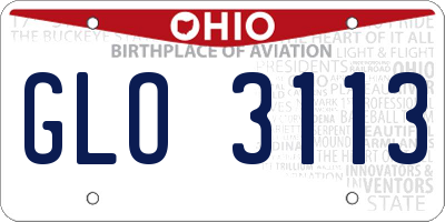 OH license plate GLO3113