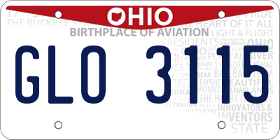 OH license plate GLO3115