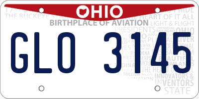 OH license plate GLO3145