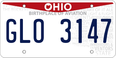OH license plate GLO3147