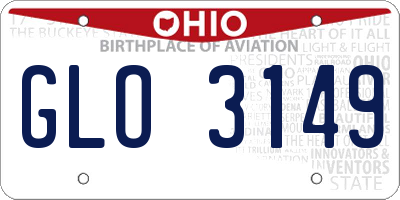 OH license plate GLO3149