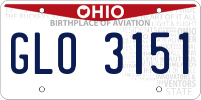 OH license plate GLO3151
