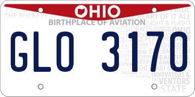 OH license plate GLO3170